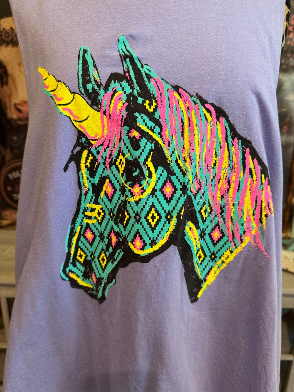 Crazy Train Lavender Unicorn Graphic Tank Top Size 2xl - Picture 3 of 5